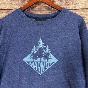 Marmot Crew Neck Sweatshirt Mens  Forest  Crew Heather Blue Pullover Large
